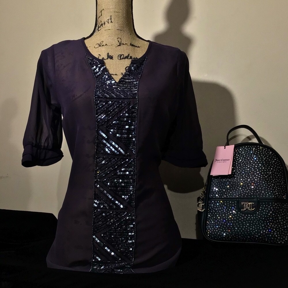 Angie Very Pretty Purple Blouse w/Embellishments
